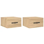 Vidaxl Stenska nočna omarica 2 kosa sonoma hrast 35x35x20 cm