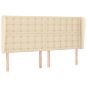 Vidaxl Vzglavje z ušesi krem 163x23x118/128 cm blago