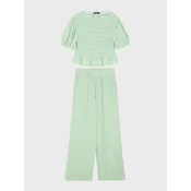 Sinsay - Komplet: bluza i karirane pantalone - svetlozelena