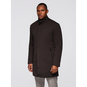 Ombre Mens coat with asymmetrical fastening and high collar - light brown