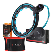 HMS masažni hula hoop set z utežjo HHM17 in pasom za hujšanje BR163 črna/turkizna