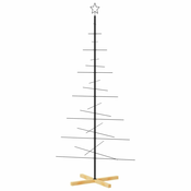 Metalno božicno drvce s drvenom bazom crno 180 cm