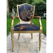 Casa Padrino Luxury Art Deco Dining Room Chair Black/Gold - Elegant Solid Wood Chair with Armrests - Art Deco Dining Room Furniture