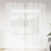 Voile zavjesa sa zavjesama 2 pcs Bijelo 260 x 140 cm Poliester