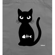 Katze mit Fisch, grau