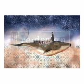 Re-design prima Whale in cosmos 59,4 cm* 84,1 cm vlaknen decoupage A1
