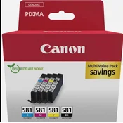 KOMPLET CANON BARVNI CLI-581 CYAN, MAGENTA, RUMENA, ČRNA ZA TR7550/TR8550 (2103C004AA) (137054)