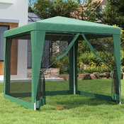 Šator za zabave s 4 mrežasta bocna zida zeleni 2,5 x 2,5 m HDPE