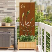 vidaXL Zaslon za zasebnost v vrtu Rjav 50 x 140 cm Odporno jeklo
