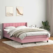 vidaXL vidaXL Box spring postelja z vzmetnico roza 160x210 cm žamet, (21791798)