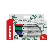 Kores Označevalec za bele table K-MARKER ECO - okrogla konica, komplet 4 barv