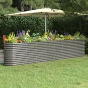 Povišena vrtna gredica od pocincanog celika 332 x 40 x 68 cm sivi