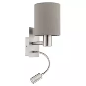 Eglo Pasteri zidna/2, e27, led 3,5w, nikl-mat, sivo-smeda