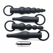 4 delni set analnih čepov z mini vibratorjem