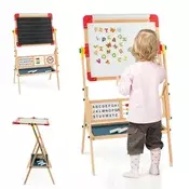Northix Leseno otroško stojalo 3v1 vrtljivo tabla 118 cm borov les