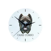 Cane Corso Italiano - geometrijska stenska ura s fotografijo in napisom