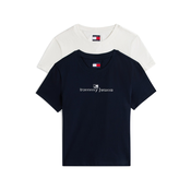 Tommy Jeans Majica temno modra/bela