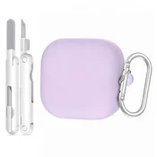GS Silikonski ovitek za Samsung Galaxy Buds4/Buds4 Pro s karabinom, komplet za čiščenje, vijoličen