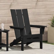 Vidaxl Zložljiva Adirondack stol Črna 80,5 x 74,5 x 92 cm HDPE