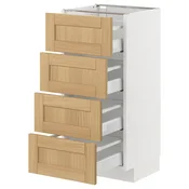 METOD / MAXIMERA Podni element 4 fronta/4 fioke, bela/Forsbacka hrastovina, 40x37 cm