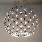 Luceplan Mesh LED viseča svetilka O 80cm 3m obešanje - Dnevna soba/jedilnica - Sodobni - črna - Kovina