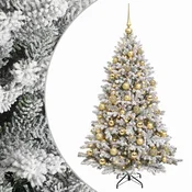 Vidaxl Umetna božična jelka z bučko 120 cm 150 LED Toplo bela