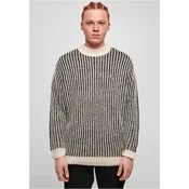 Oversized two-tone sweater white sand/black