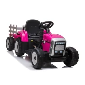 RAMIZ 12V električni traktor s prikolico roza z daljincem