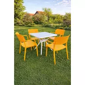 Modena Baštenski set Alfa - Sto 70x70 + 4 žute stolice
