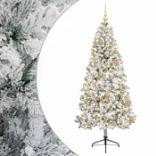 Vidaxl Umetna božična jelka z bučko 180 cm 300 LED Toplo bela