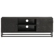 TV ormaric crni 110x30x40 cm od masivnog drva manga i željeza