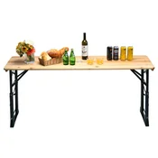 Costway Zložljiva piknik miza 1685x50 cm nastavljive višine 75-105 cm z luknjo za senčnik