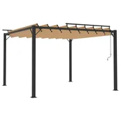 Vidaxl Paviljon z rešetkasto streho 3x3 m taupe blago in aluminij
