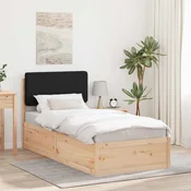 vidaXL Posteljni okvir z oblazinjenim vzglavjem Črna 100 x 200 cm