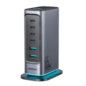 Joyroom Polnilna postaja GaN večportni polnilnik 65W EU 4x USB-C in 2x USB-A - temno siva