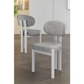 Hanah Home set trpezarijskih stolica Dore 4 kom, siva tkanina Babyface, bele metalne noge