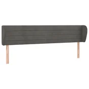 Vidaxl Vzglavje z ušesi temno sivo 203x23x78/88 cm žamet