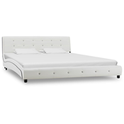 VIDAXL posteljni okvir, belo umetno usnje, 160x200 cm