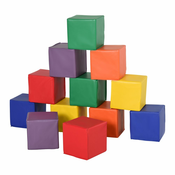HOMCOM Komplet 12 mehkih kock brez ftalatov, izobraževalna igrača za otroke od 2. leta starosti, 20x20x20 cm, Večbarvno