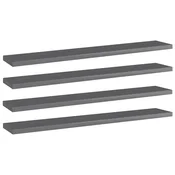 Vidaxl Dodatne police za omaro 4 kosi visok sijaj sive 60x10x1,5 cm
