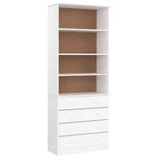 Vidaxl Knjižna omara s predali ALTA bela 77x35x186,5 cm trdna borovina