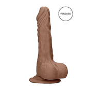 RealRock Dong 7 - realistični, testisni dildo (17cm) - tamna boja prirode