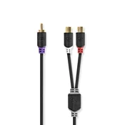 Nedis kabel nizkotonca RCA Hane 2x RCA Hona Guldplaterad 0 20 m Okrogla 4 0 mm Antracit Lada