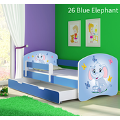 Dječji krevet ACMA s motivom, bočna plava + ladica 180x80 cm 26-blue-elephant