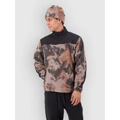 Mons Royale Pileup Wool 1/4 Half-Zip Fleece Sweater mtn camo orange