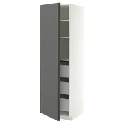 METOD / MAXIMERA Visoki element s fiokama, bela/VOXTORP tamnosiva vertikalna rucka, 60x60x200 cm