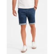Ombre Mens denim shorts with rolled up leg - dark blue