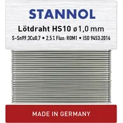 Stannol Stannol Radiolot-Wickel HS10 TC Sn99Cu1 zlitina z 2\,5% pretoka 1\,0 mm v premeru na 30 g navijalne kartice Stannol HS10 spajkalna žica\, neosvinčena neosvinčeni Sn99\,3Cu0\,7 ROM1 30 g 1 mm, (20428469)
