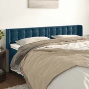 Vidaxl Vzglavje z ušesi temno modro 163x16x78/88 cm žamet