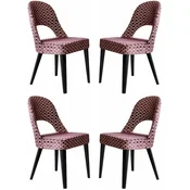 Casa Padrino luxury Art Deco dining chair set of 4 red/white/black 49 x 61 x H. 89 cm - Elegant kitchen chairs with pattern - Dining room furniture - Luxury furniture - Art Deco furniture